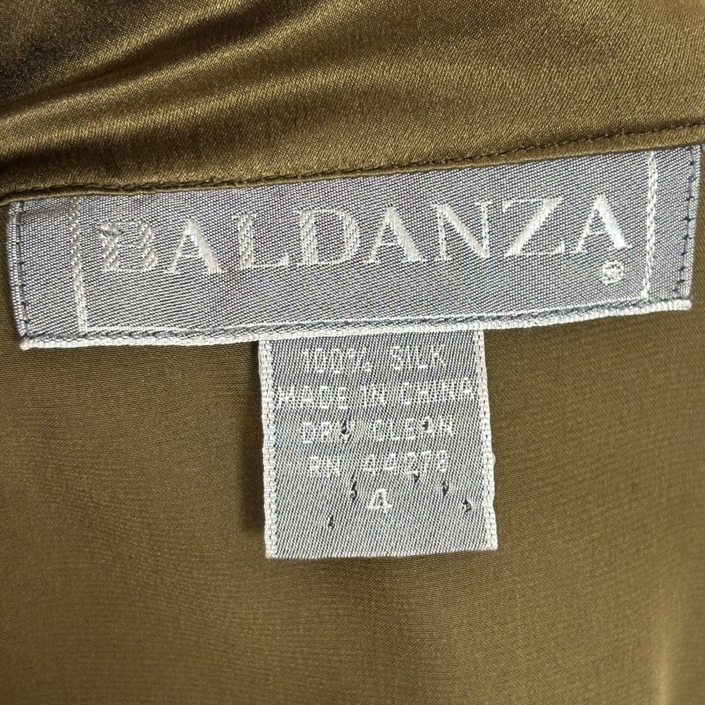 Baldanza Military Silk Shirt Women 4 Olive Green Patch Embroidered Epaulet - Picture 13 of 13